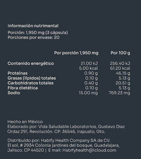 Tabla nutrimental