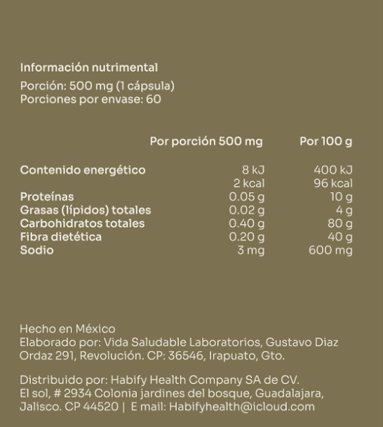 Tabla nutrimental
